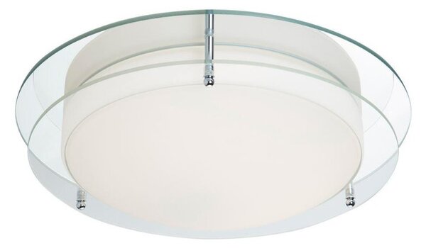 Searchlight 8803-36CC Flush Ceiling Light In Chrome With Glass Edging