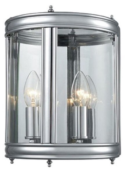 W1003 Half Lantern Wall Light In Chrome With Clear Glass