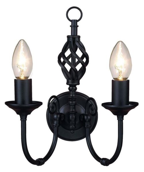 Barley 2 Light Classic Knot Twist Wall Light In Black