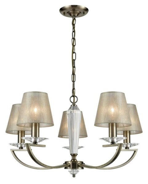 Franklite FL2242/5/1171 Artemis Five Light Pendant Ceiling Light In Bronze With Gold Shades