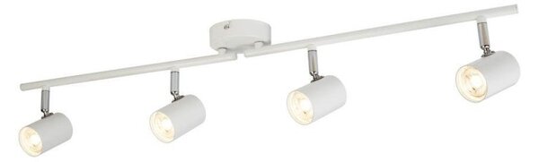 Searchlight 3174WH Rollo 4 Light LED Ceiling Bar Spotlight In White And Chrome