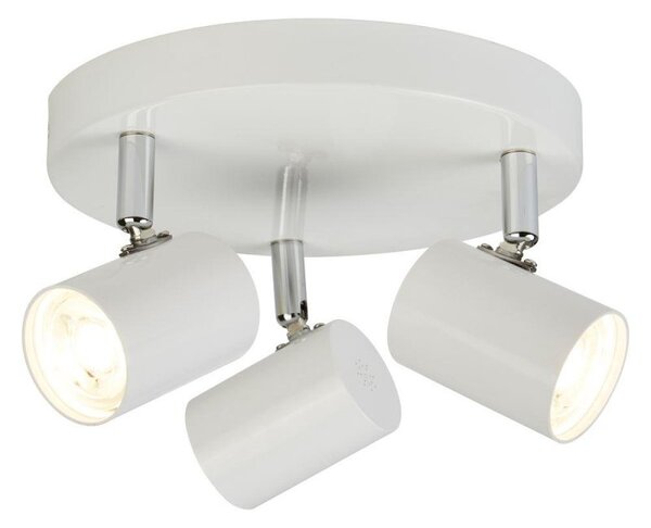 Searchlight 3173WH Rollo 3 Light LED Ceiling Spotlight In White And Chrome