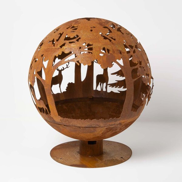 Homescapes Decorative Fire Pit Globe with Laser Cut Woodland Scene