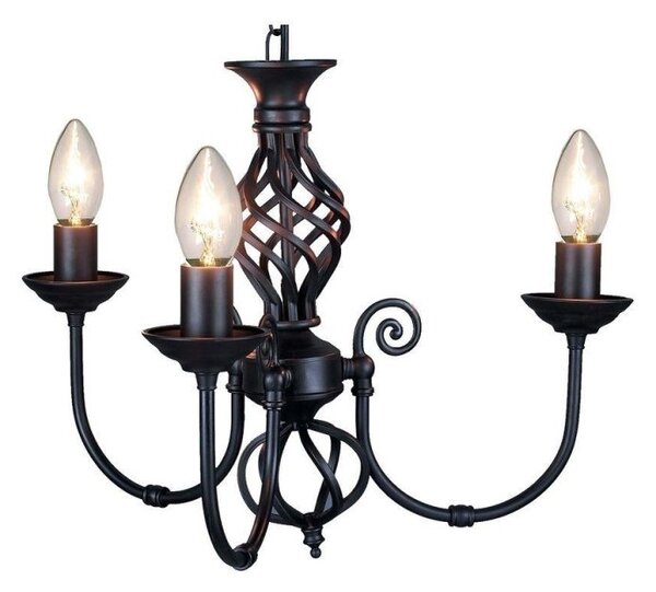 Barley 3 way Multi Arm Classic Knot Twist Ceiling Pendant Light In Black