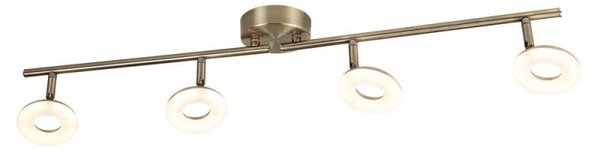 Searchlight 8904AB Donut Four Light Ceiling Bar Spotlight In Antique Brass And Acrylic