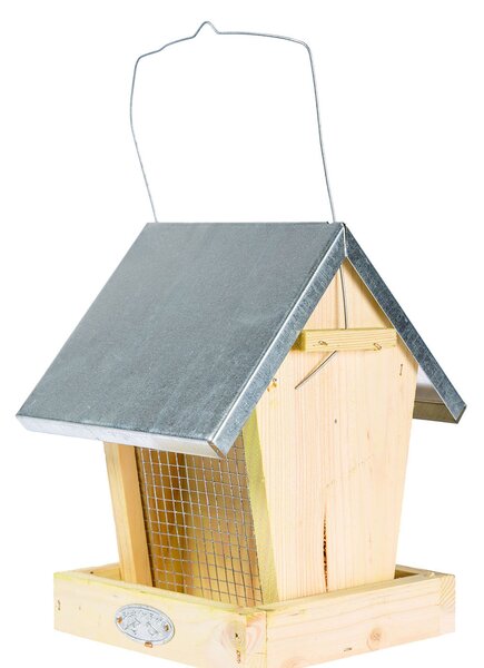 Homescapes Wooden Hanging Bird Box Hopper Feeder