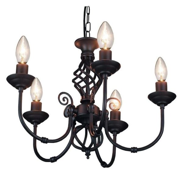 Classic 5 way Multi Arm Barley Ceiling Pendant Light In Black