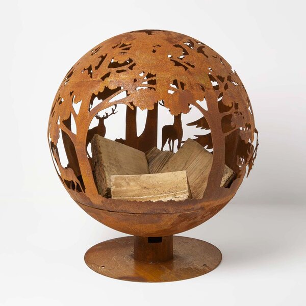 Homescapes Decorative Fire Pit Globe with Laser Cut Woodland Scene