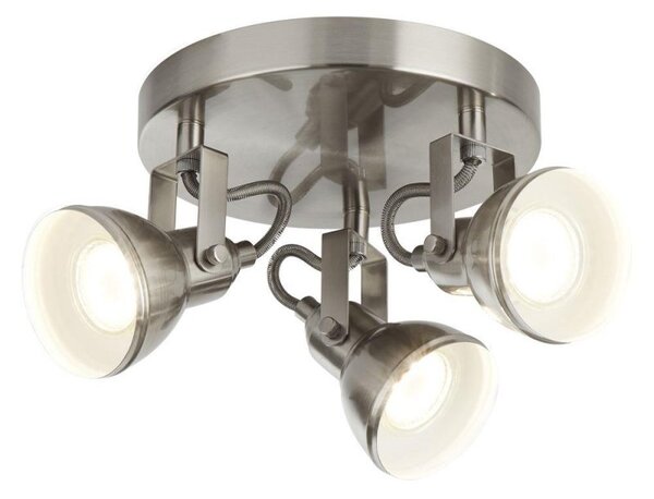 Searchlight 1543SS Focus Three Light Ceiling Plate Spotlight In Satin Silver