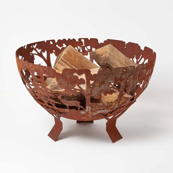 Homescapes Decorative Fire Bowl with Laser Cut Woodland Scene