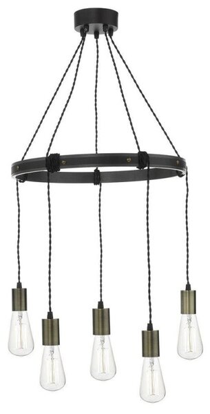 Dar IVA0531 Ivan 5 Light Ceiling Cluster Light In Wood With Aged Brass