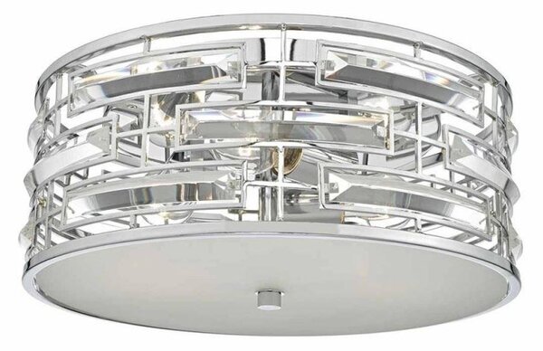 Dar SEV5250 Seville 3 Light Flush Ceiling Light In Chrome And Crystals