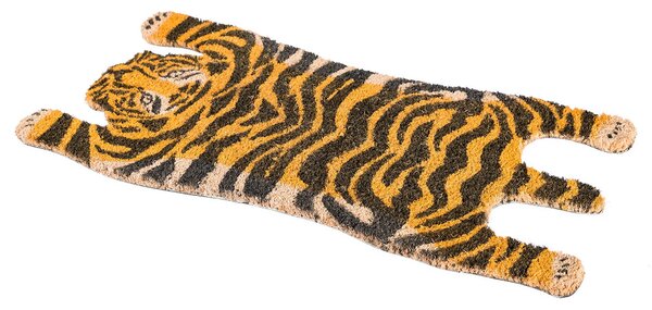 Homescapes Tiger Shaped Coir Animal Print Non-Slip Doormat