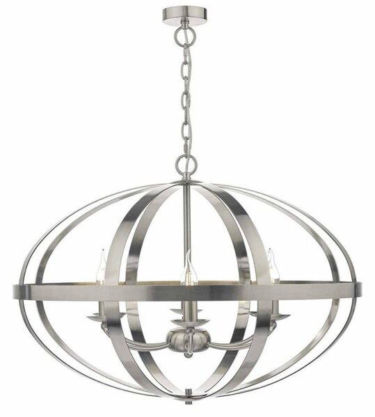 Dar SYM0646 Symbol 6 Light Ceiling Pendant Light In Satin Chrome