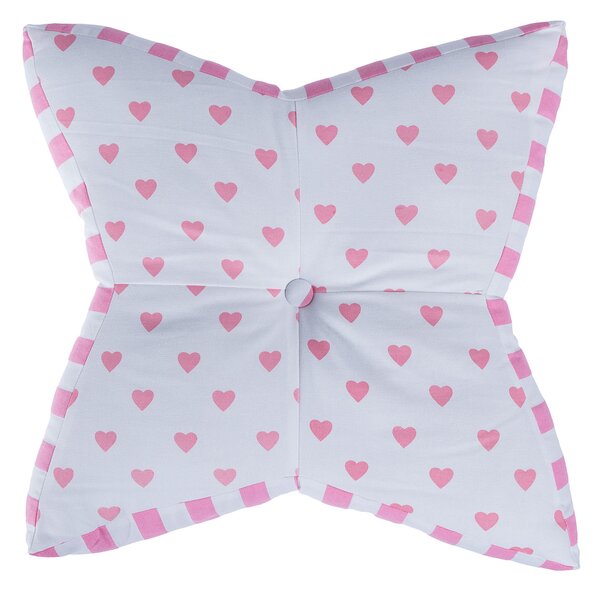 Pink & White Hearts and Stripes Children’s Star Floor Cushion