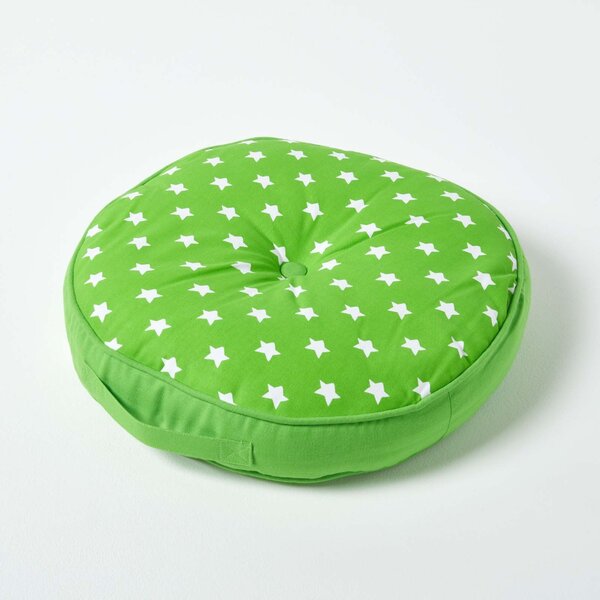 Homescapes Green Stars Children’s Round Floor Cushion