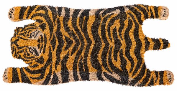 Homescapes Tiger Shaped Coir Animal Print Non-Slip Doormat