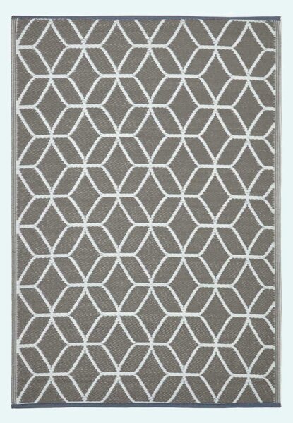 Homescapes Grey and White Geometric Outdoor Garden Patio Rug