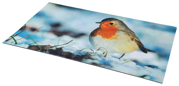 Homescapes Winter Robin Printed 100% Recycled Rubber Non-Slip Doormat