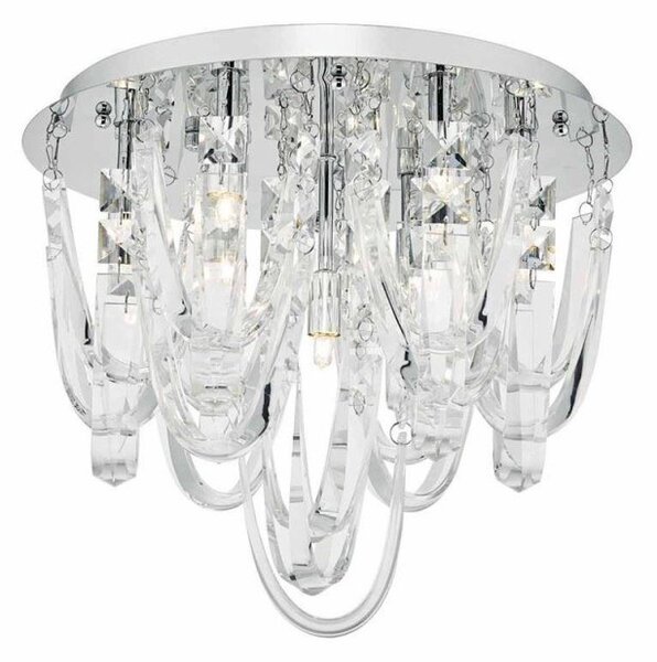 Dar ROX5050 Roxanne 7 Light Flush Ceiling Light In Chrome And Crystals