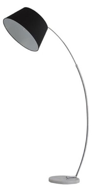 S226/1173 One Light Chrome Extendable Floor Light With Marble Base And Black Shade