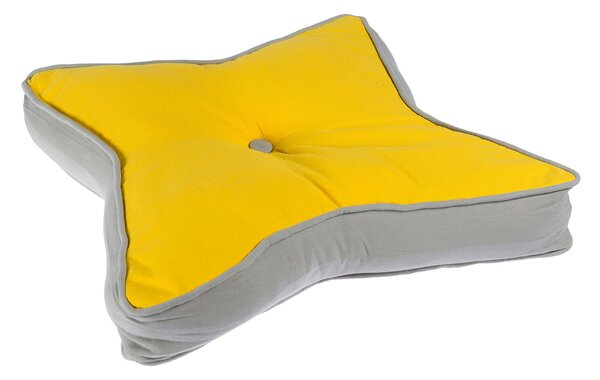 Homescapes Yellow and Grey Star Floor Cushion