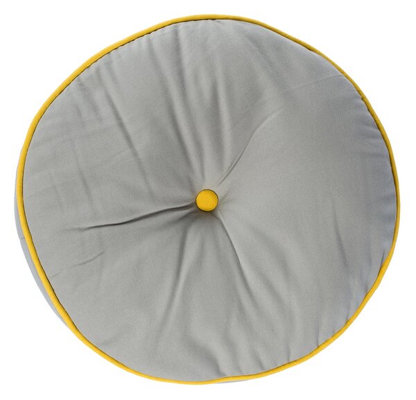 Homescapes Grey and Yellow Round Floor Cushion