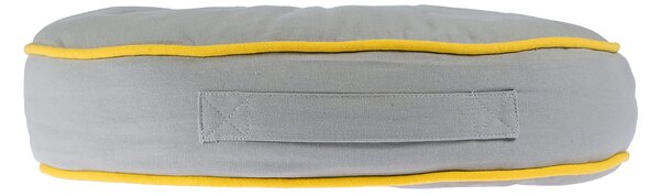 Homescapes Grey and Yellow Round Floor Cushion