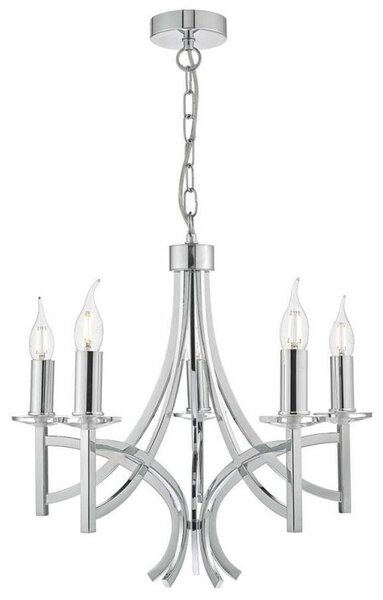 Dar LYO0550 Lyon 5 Light Ceiling Pendant In Polished Chrome