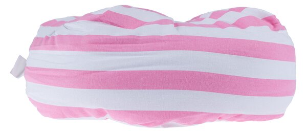 Homescapes Pink and White Stripe Pleated Round Floor Cushion