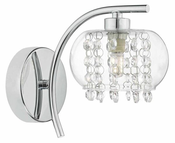 Dar ELM0750 Elma 1 Light Wall Light In Chrome With Glass Shade