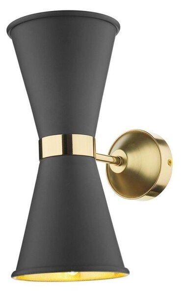David Hunt Lighting HYD09 Hyde Two Light Wall Light In Brass With Smoke Blue Metal Shade