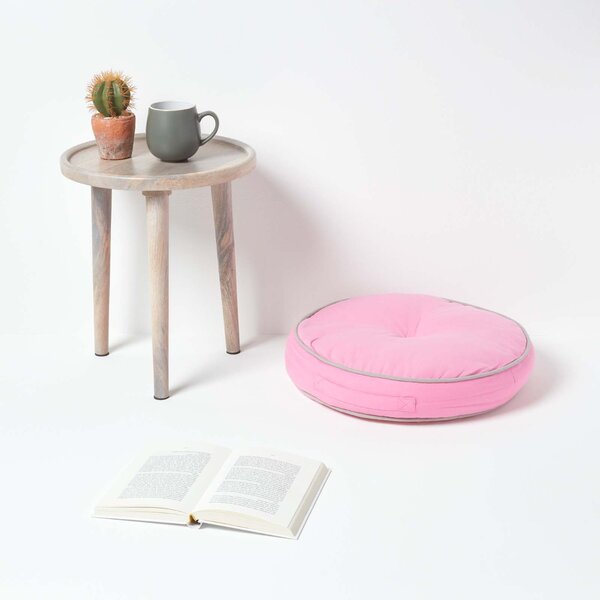 Homescapes Pink and Grey Round Floor Cushion