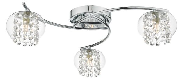 Dar ELM5350 Elma 3 Light Semi Flush Ceiling Light In Chrome With Glass Shades