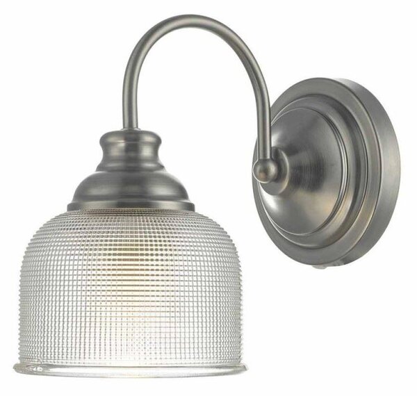 Dar TAC0761 Tack 1 Light Wall Light In Antique Chrome And Glass Shade