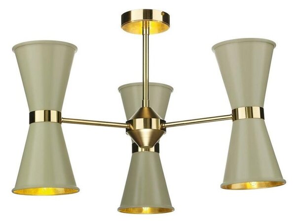 David Hunt Lighting HYD062 Hyde Six Light Multi-Arm Semi Flush Ceiling Light In Brass With Pebble Metal Shades