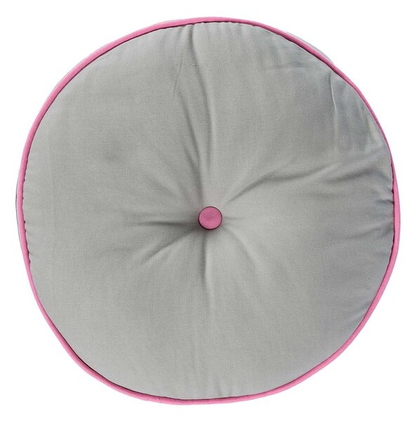 Homescapes Grey and Pink Round Floor Cushion