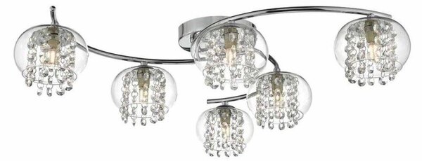 Dar ELM6450 Elma 6 Light Semi Flush Ceiling Light In Chrome With Glass Shades