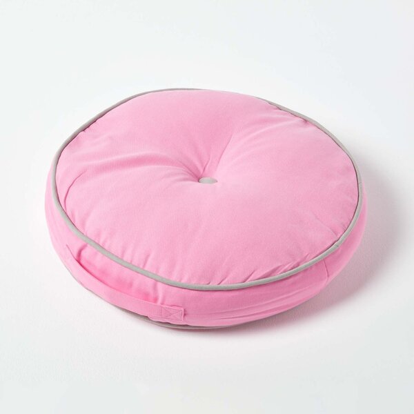 Homescapes Pink and Grey Round Floor Cushion