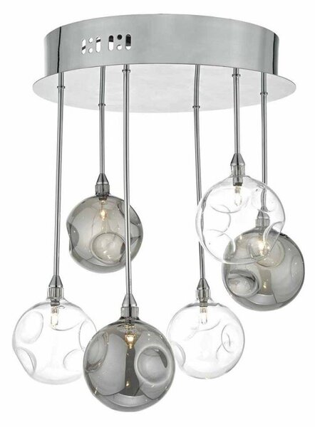 Dar QUI0610 Quinn 6 Light Semi Flush Ceiling Light In Polished Chrome