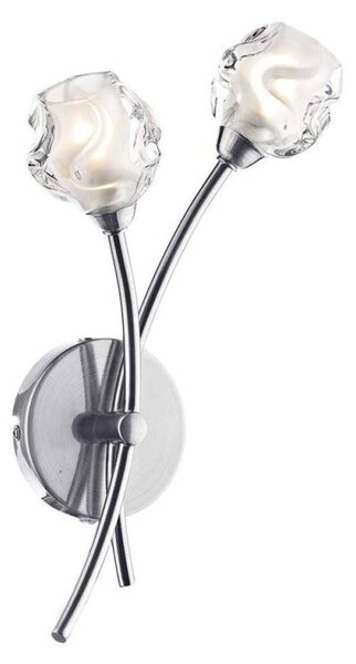 Dar SEA0946 Seattle 2 Light Wall Light In Satin Chrome With Glass Shade