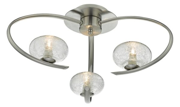 Dar LEI5346 Leighton 3 Light Semi Flush Ceiling Light In Satin Chrome