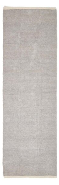 Light Grey 100% Cotton Plain Chenille Runner with Natural Trim, 66 x 200 cm