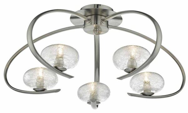 Dar LEI5446 Leighton 5 Light Semi Flush Ceiling Light In Satin Chrome