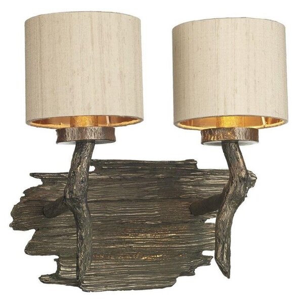 David Hunt Lighting JOS0999 Joshua Two Light Wall Light In Bronze With Taupe Shades