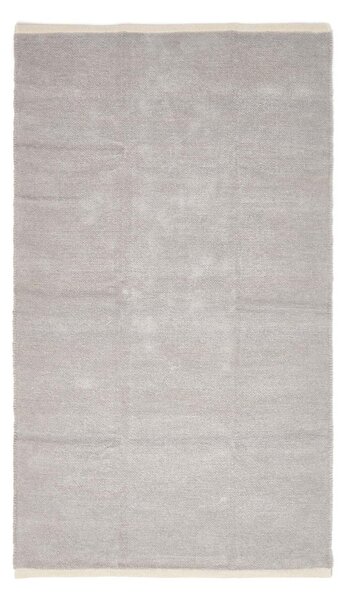 Light Grey 100% Cotton Plain Chenille Rug with Natural Trim, 45 x 70 cm