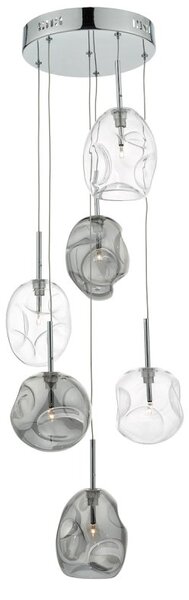 Dar QUI6410 Quinn 6 Light Cluster Ceiling Light In Polished Chrome