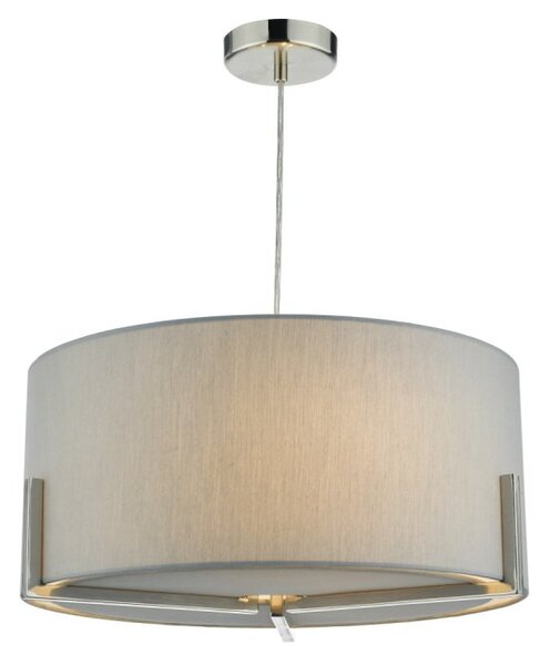 Dar SAN0339 Santino 3 Light Ceiling Pendant In Satin Chrome And Grey