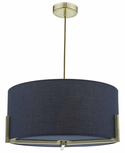 Dar SAN0323 Santino 3 Light Ceiling Pendant In Blue And Gold