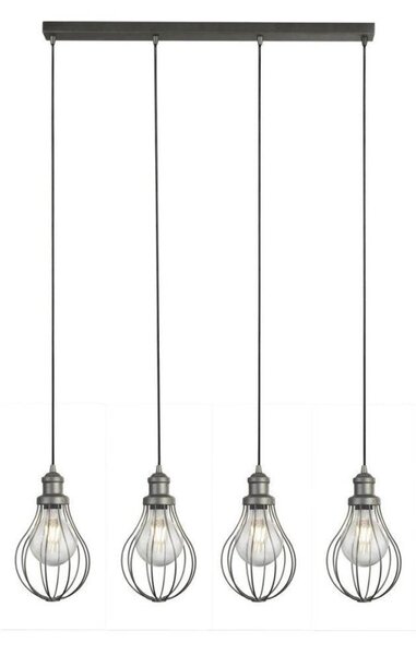 Searchlight 1384-4PW Balloon Cage 4 Light Linear Pendant Light In Pewter